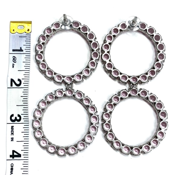 NEW For Love & Lemons Crystal Ball Drop Earrings Pink Large - Picture 9 of 9